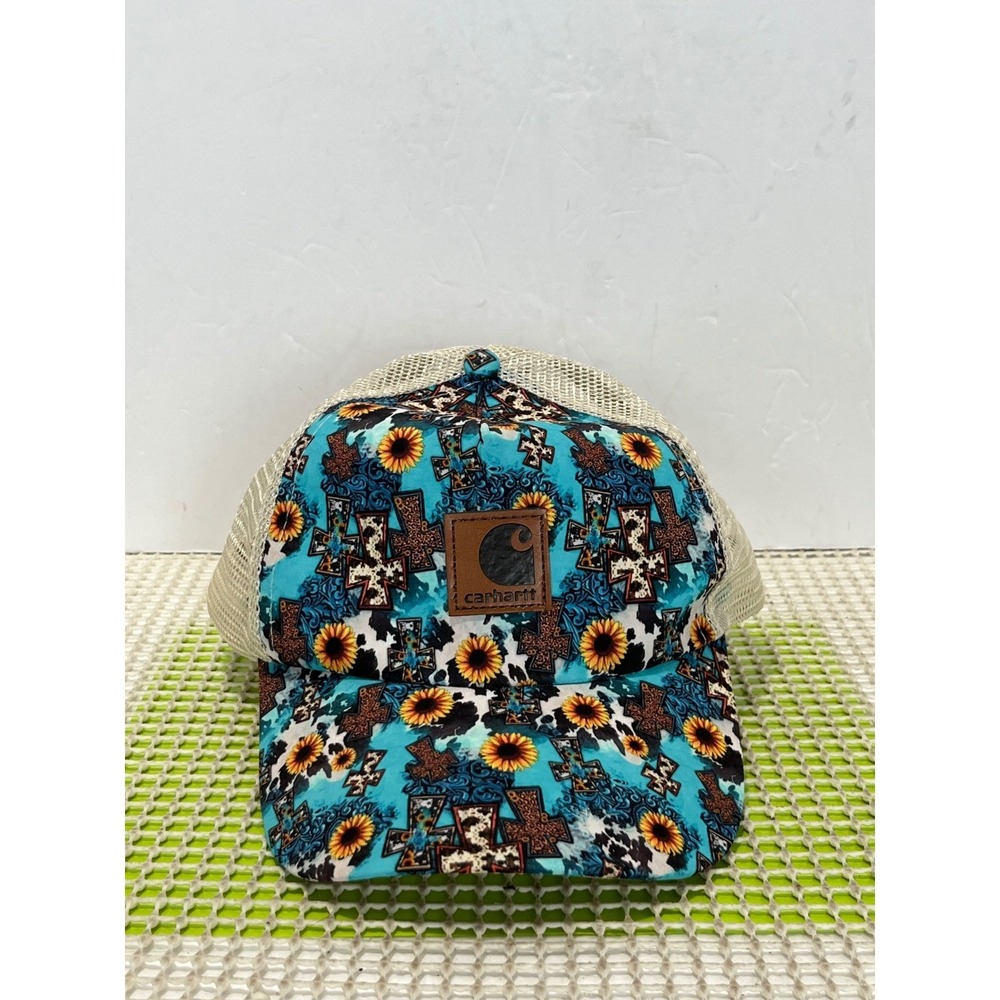 Carhartt Patch Trucker‎ Hat Western Sunflower Cow Print Ponytail Cap